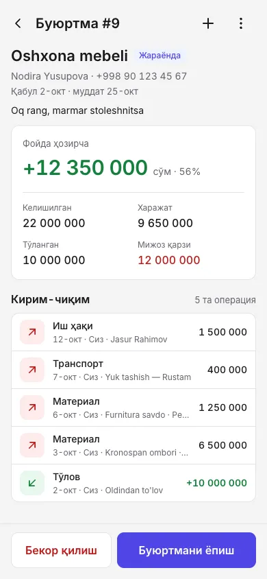 Буюртма ичида